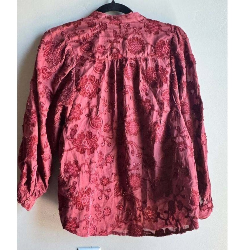Pilcro Anthropologie Cotton Embroidered Blouse S Boho Cottagecore Euro Summer - Picture 3 of 6